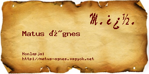 Matus Ágnes névjegykártya